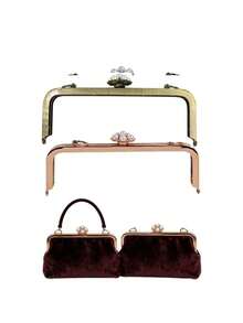 Pearl Flower Kiss Lock Hardware Accessories, Three-Color Vintage Metal Frame With Crossbody Chain, DIY Handmade Evening Bag Clutch Making Materials, Wear-Resistant Rust-Proof Easy To Sew, Suitable For Making Dress Bags, Coin Purses, Party Handbags, Ideal For Craft Enthusiasts, Tailors, DIY Lovers, Handmade Bloggers, Birthday, Holiday Handmade Gifts, Frame Hardware, Bag Metal Lock, Crossbody Chain Accessories - Multicolor - View 4