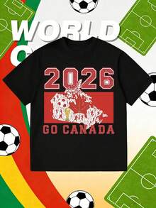 Canada 2026 Soccer Team T-Shirt, Sweatshirt, Tank Top, V-Neck T-Shirt, Soccer Cup, Fan Of The Games, USA, Canada, Mexico - 黑色 - 查看 1