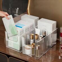 Large Capacity Acrylic Cosmetic Storage Box, Mask Storage Box, Transparent Divided Organizer, Vanity Table Desktop Skincare Product Display Rack - Multicolor - View 10