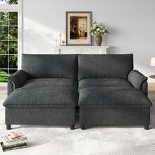 Sofá Modular Cloud - Sección Beige 3 Asientos, Estantería Oculta - Negro, 4 plazas - Ver 8