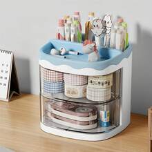 1pc Office Desk Pen Holder, Desk Organizer, Creative Cartoon Storage Box, Makeup Brush Holder, Bathroom Storage Box, Rotating Drawer Desk Organizer - Multicolor - View 6