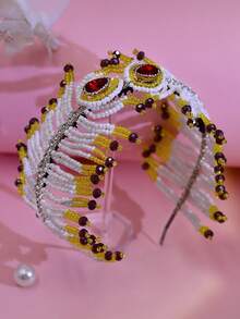 1pc Luxury Handmade Beaded Women's Hair Accessory Bridal Headband Hair Hoop Suitable For Wedding Party Photography Celebration - Multicolor - View 7