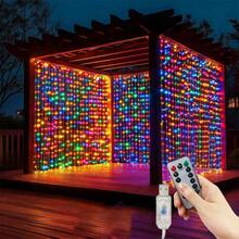 USB供電LED燈簾燈-600/300/200/100顆LED燈珠,附遙控器,適用於聖誕節、婚禮、派對、居家與室內裝飾(暖色/白色/彩色/粉色) - USB窗簾燈串 - 查看 12