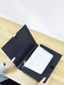 A4 Thickened Plastic File Box, Large Capacity Design, Suitable For Financial Vouchers Organization, Personnel Contracts, Various Document Storage; Dedicated For Office Document Storage - Multicolor - View 9