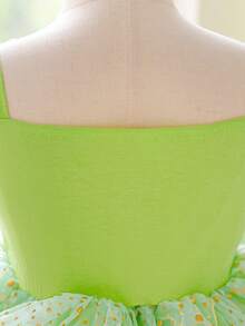 Young Girls Green Cap Sleeve Fairy Tulle Princess Dress, Elegant And For Party - Green - View 8