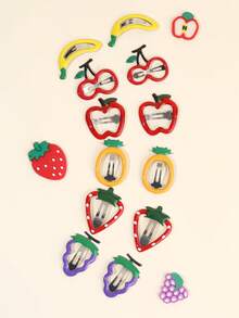 12pcs/4pcs Multicolor Cute Fruit Hair Clips, Cute Metal Side Clips And BB Clips, Crocodile Clips, Suitable For Girls And Teenagers Cute Hair Accessories Gift, Daily And Summer Vacation Wear - Multicolor - View 3