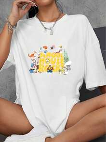 Witllent 1 100% Cotton T-Shirt With Schoolhouse Rock Logo, 70s Retro Style, 220g Thick Cotton T-Shirt For Women, Christmas Gift - 白色 - 查看 1