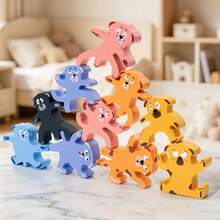 Puppy Stacking Balance Blocks Educational Puzzle Toy Wooden Stacking Tower For Kids - 彩色 - 查看 10
