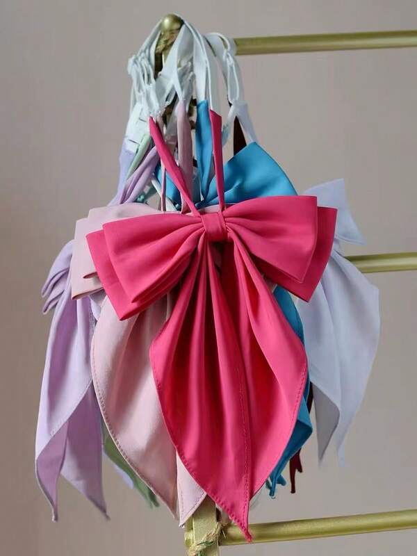 女學生純色蝴蝶結制服搭配魚尾裙 粉色大蝴蝶結 JK 優雅風