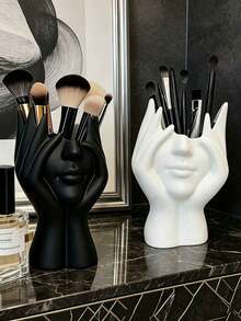 1pc ABS Plastic Creative Makeup Brush Holder - Unique Body Art Design Makeup Brush Holder, Desktop Makeup Brush Storage Rack, Non-Slip, Desktop Decoration, Portable, Suitable For Desktop Or Bathroom Cosmetic Storage, Fashion Design - Multicolor - View 8
