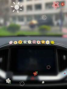 10pcs Flower Shaped Fabric Car Interior Sticker - Multicolor - View 3
