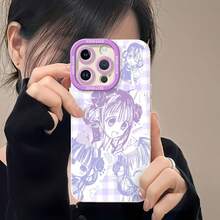 Collage de chicas anime chibi lavandafunda de teléfono Fundas compatibles con ,Apple,VIVO,OPPO,,, y Honor.Fabricadas en silicona TPU,ofrecen protección contra golpes y caídas. - Blanco - Ver 6