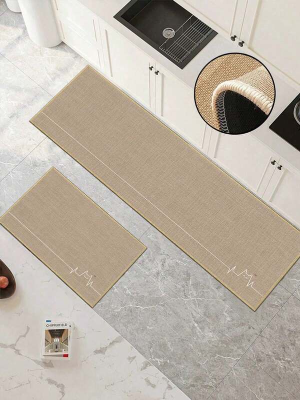 [HOT!] 1 pieza Alfombra de cocina de lino de goma suave, tapete de cocina de 3.5 mm de grosor, estilo minimalista de moda INS, alfombra absorbente de cocina grande, bordes cosidos que evitan la delaminación, tapete de piso absorbente y fácil de limpiar, superficie de lino, capa intermedia de esponja, capa inferior de goma, adecuado para alfombra pequeña de cocina, manta decorativa de cocina, decoración de boda, decoración del hogar, tapete de baño, tapete de puerta, tapete de lavandería, alfombra de pasillo, tapete de sala de estar y talla grande