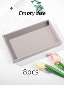 8pcs Grey Jewelry Display Storage Tray Set, Velvet Jewelry Display Tray, Suitable For Storing Earrings, Studs, Necklaces, Rings, Bracelets, Watches, Lipsticks, Perfumes, Cosmetics, Etc., Ideal For Use In Bathroom, Bedroom, Vanity, Multiple Styles Available, Perfect Gift - Multicolor - View 8