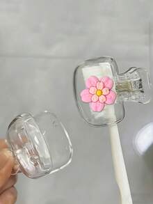 3D Sakura Pattern Toothbrush Holder - Cute Design For Travel And Home Storage With Transparent Lid, Compact And Portable Design Easy To Carry, Protects Toothbrush Head, Dual Drainage And Ventilation Function, Suitable For Home, Dorm And Travel Use | Cute Toothbrush Head Storage Rack Suitable For Bathroom Storage, Back To School Season, Suitable For Home And Dorm Use - Multicolor - View 5