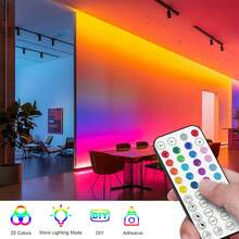 3ft-100ft RGB LED燈條，適用臥室家居裝飾，電視背光燈，附44鍵遙控器與APP控制，定時、音樂同步變色燈條，適用房間、客廳、節日裝飾、廚房裝飾 - 多色光 - 查看 6