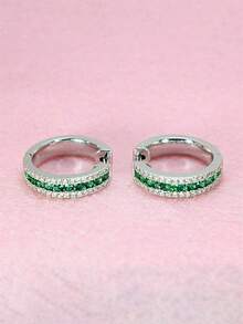 1 Paar elegante Creolen mit kubischen Zirkonia, für Frauen entworfen, geeignet für Hochzeit, Verlobung, Jahrestagsparty, Valentinstag Geschenk - 3# - Übersicht 3