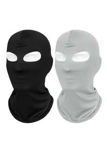 1 pieza/2 piezas Pasamontañas unisex para ciclismo al aire libre, a prueba de viento y protección solar con 2 orificios, de secado rápido y transpirable, unicolor, adecuado para senderismo, escalada, pesca y ciclismo - Estilo B - Ver 48