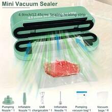 1pc 1200mAh Battery Powered Mini Vacuum Sealer, Food Vacuum Preservation, Suction And Inflation Functions, Portable Vacuum Sealer - Multicolor - View 6