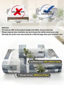 2/3pcs Watercolor Plaid Tropical Green Leaf Print Duvet Cover Set(1 Duvet Cover & 2 Pillowcase)Soft And Skin-Friendly Duvet Cover Bedding Set For Home, All Season Bed Sheets Set - Multicolor - View 11