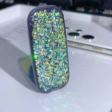 High-Shine Silver Purple Makeup Mirror Phone Stand Mini Foldable Phone Holder One-Piece Mirror Phone Stand Slouchy Desktop Support Bracket - Multicolor - View 14
