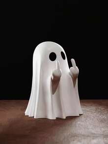 1pc Cute Halloween Ghost Figurine - Spooky Resin Ghost Statue, Gothic Halloween Decor, Cute "Finger Ghost" Small Ornament; Ideal For Indoor And Porch Halloween Decoration, Desktop Display, Unique Creative Gift, Perfect For Halloween Party Decor. - Multicolor - View 2