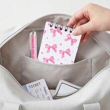 8 Sets Pink Bow Spiral Notebook And Pen Set, Tear-Off Notebook, Memo Pad, Portable Pocket Mini Notebook, Stationery Notebook, Student Prize, Party Gift, Notebook Gift Pack School Supplies - Bow Series - View 3