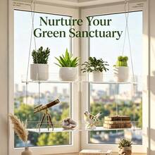 Clear Acrylic Window Plant Shelf 2-Tier, Hanging Floating Shelves For Room Aesthetic Decor, Indoor Plant Display Stand - 2nd Floor - View 4