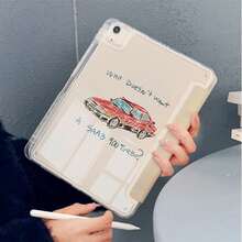 1pc Vintage Racing Pattern Tablet Protective Case 3+Y Fold Multi-Angle Magnetic Stand Tablet Case With Pen Slot And Auto Sleep/Wake Function Compatible With IPad Pro/Air, Pad 5/6/21, Pad, MatePad, Honor Pad - Multicolor - View 3
