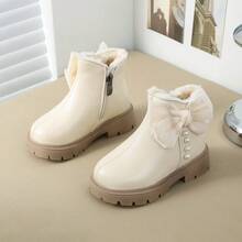 1 Pair Baby Boots, Exquisite And Sweet, Easily Match With Various Princess Dresses And Casual Outfits. Smooth Side Zipper For Easy And Convenient Self-Dressing For Children. - Beige - View 2