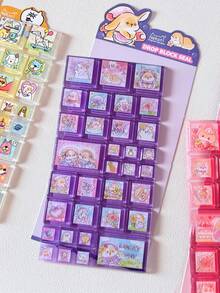 Drop Block Seal 3D Acrylic Square Stickers Cute Cartoon Cat Dog Rabbit Animal Mini Building Block Decorative Stickers For Planner Scrapbook Phone Case DIY Handmade Stationery - Color - View 11