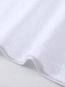 Weiches, bedrucktes T-Shirt aus reiner Baumwolle für Damen, lässiges Sommer-Basic-Top, atmungsaktiv, Rundhalsausschnitt, Kurzarm, Schwarz/Weiß - Weiss - Übersicht 4