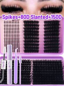 520Pcs D-Curl Volume Lashes Extension Kit, Natural Length, Fluffy False Eyelashes, 3D Natural Eyemakeup, Kit Includes Lash Glue, Tweezers And Brush, Reusable, Lightweight And Easy To Use. Great For Holidays, Costume Parties, Glam Makeup, Party - Pink - View 14