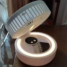 Foldable Portable Desktop Fan, LED Night Light + Mirror, 5-Speed Wireless Mini Cooling Fan, Multi-Angle Tilt Adjustment, Suitable For Bedroom/Office/Dorm - Multicolor - View 12