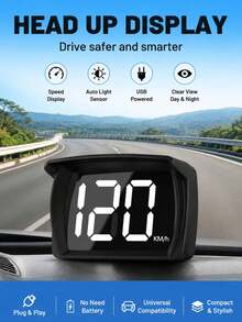 Pantalla HUD Universal para Coche con Velocímetro GPS, Pantalla Digital de Velocidad, Brillo Automático, Alerta de Exceso de Velocidad, Plug & Play, Medidor de Velocidad para Parabrisas y Salpicadero, Compatible con Todos los Vehículos - A - Ver 10