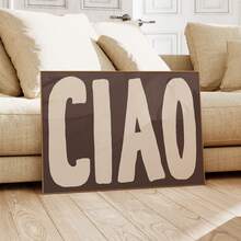 1pc Frameless 'Ciao' Hand-Lettered Typography Poster - Brown Background Minimalist Entryway Wall Art, Guest Room Decor, Modern Home Decoration, Room Decor Bedroom, Prints For Wall, Vintage Decor & Best Gift Choice - Cartoon - View 3