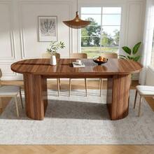 Extendable Dining Table With Hidden Storage Compartment, Thickened Tabletop For High Stability, Flexibly Adaptable For Small Spaces, Kitchen, Study And Living Room, MDF Tabletop, Dark Brown - 深棕色 - 查看 3