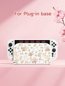 Conejo de dibujos animados lindo, flor de rosa francesa, patrón de lazo Funda protectora para Switch/Switch 2da generación/Carcasa protectora transparente con brillo, compatible con el nuevo Switch 2 (2025)/Switch NS/Switch OLED/Lite, adecuada y compatible con accesorios de consola de juegos Switch, juego completo, bolsa de almacenamiento, carcasa base con ranura para tarjeta, caja de almacenamiento de tarjetas de juego, funda protectora para Switch, mejor regalo compatible con jugadores de Switch - Multicolor - Ver 25