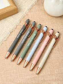 Customizable Multi-Color Metal Ballpoint Pens, 6pcs - Retractable, Lightweight & Durable, Optional - Suitable For Business, Office Supplies, School, Back To School And Graduation Gifts, Teacher Classroom Essentials, Personalized Pens - 套裝 - 查看 4