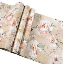 1 Roll Self-Adhesive Peony Wallpaper PVC Tear-Resistant Moisture-Proof Decorative Sticker For Rental Home Entryway Cabinet Countertop Furniture Renovation Wall Paper 17.7inX39.3/118.1/196.8in - Peony - View 12