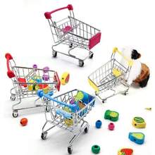 1 Set Mini Metal Shopping Cart With Handle Basket, Iron Metal Storage Display Ornament, Desktop Clutter Organizer Tool, Desktop Office Decor Ornament, Home Store Display Decoration, Creative Desktop Storage Small Item, Home Office Desktop Decor Display Tool - A - View 3