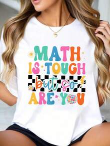 100% Cotton Math Is Tough But So Are You Back To School Math Teacher T-Shirt - White - View 1
