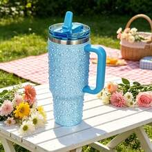 40oz Pearl Rhinestone Tumbler With Straw Lid, Sparkle Bling Water Bottle, Double Wall Vacuum Insulated Stainless Steel, Leakproof Travel Mug, Gift For Women, US Local Warehouse - Multicolor - View 11