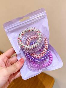 6-Piece Gradient Color Telephone Cable Headband With High Elasticity Is Suitable For Daily Leisure And Can Be Used All Year Round. - Multicolor - View 5