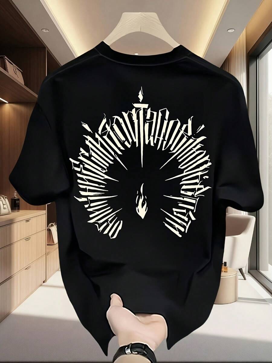 Made Of High-Grammage Pure Cotton, Modern American Urban Style, Round Neck, Oversize Design With An Exclusive And High-End Touch, Casual And Elegant, Versatile, Ideal For Couples. - 黑色 - 查看 1