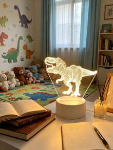 3D恐龍LED小夜燈 壓克力T-Rex幻象燈 USB供電 臥室書桌燈 侏羅紀恐龍房間裝飾 兒童臥室裝飾檯燈 恐龍愛好者禮物 男孩女孩幼兒與兒童生日聖誕禮物 - 霸王龍 - 查看 6