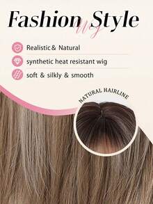 12 Inch Deep Root Light Brown Straight Bob Wig, Lightweight Soft Synthetic Fiber, Full Face Framing Bangs, Comfortable Adjustable Wig Cap, Suitable For Daily Commute, Vintage Photoshoot, Holiday Cosplay, Costume Party, Women's Fashion Synthetic Wig - Brown Ombre - View 11