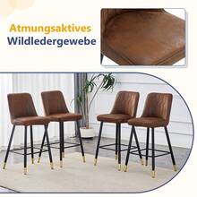 Set Of 2 Bar Stools / 100 Cm High. Stylish Bar Stools / Black PU Leather And Comfortable Footrest / Available In Several Colors / 120 Kg Load Capacity / For Restaurants, Bars And Living Rooms - 鏽棕色 - 查看 5