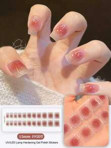 Cross-Border New Semi-Cured Gel Toe Nail Stickers, Glitter Shiny Design, Ready Stock Wholesale, Waterproof And Long-Lasting - Watermelon Pink - View 8