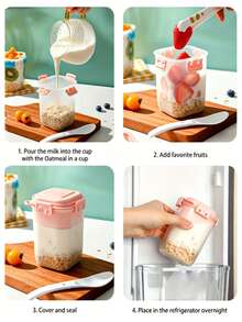 Taza de ensalada de plástico de gran capacidad, portátil y ligera, de doble capa, con capas superior e inferior reversibles y apilables, con doble sellado a prueba de fugas, fácil de limpiar, ideal para yogur, avena, meriendas saludables, picnic, almuerzo y desayuno - Multicolor - Ver 2